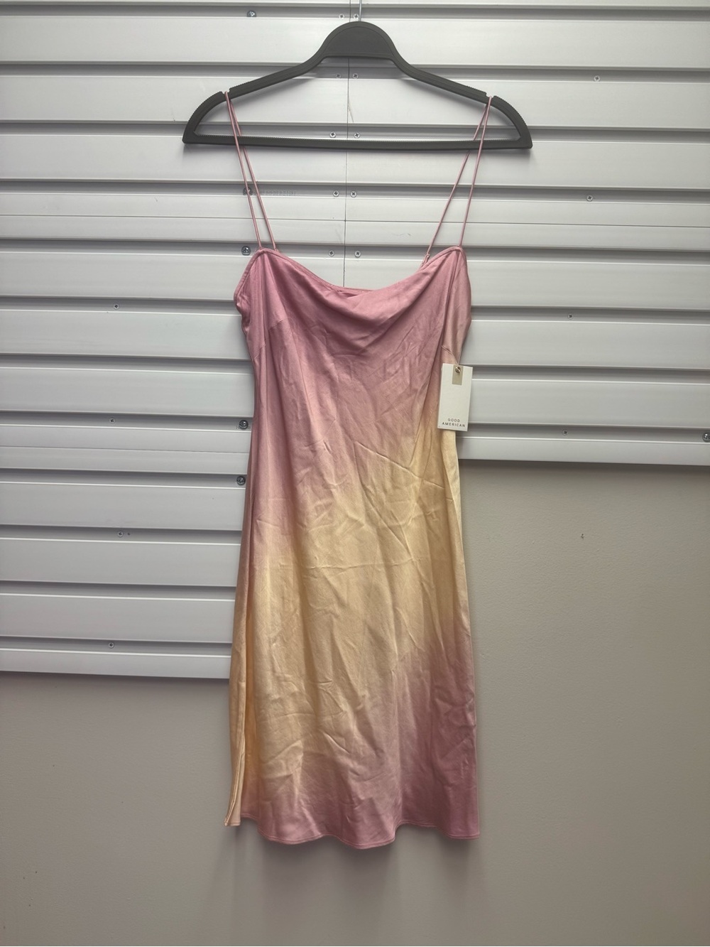 Good American Ombre Pink and Yellow Satin Mini Dress